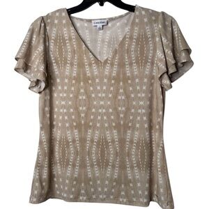 Calvin Klein Tan Patterned Women's Blouse